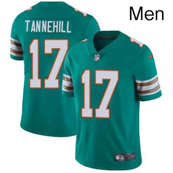 Mens Nike Miami Dolphins 17 Ryan Tannehill Aqua Green Alternate Vapor Untouchable Limited Player NFL Jersey